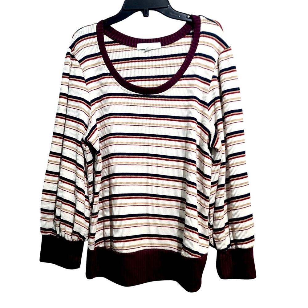Anthropologie Eri + Ali Striped Ribbed Sweater